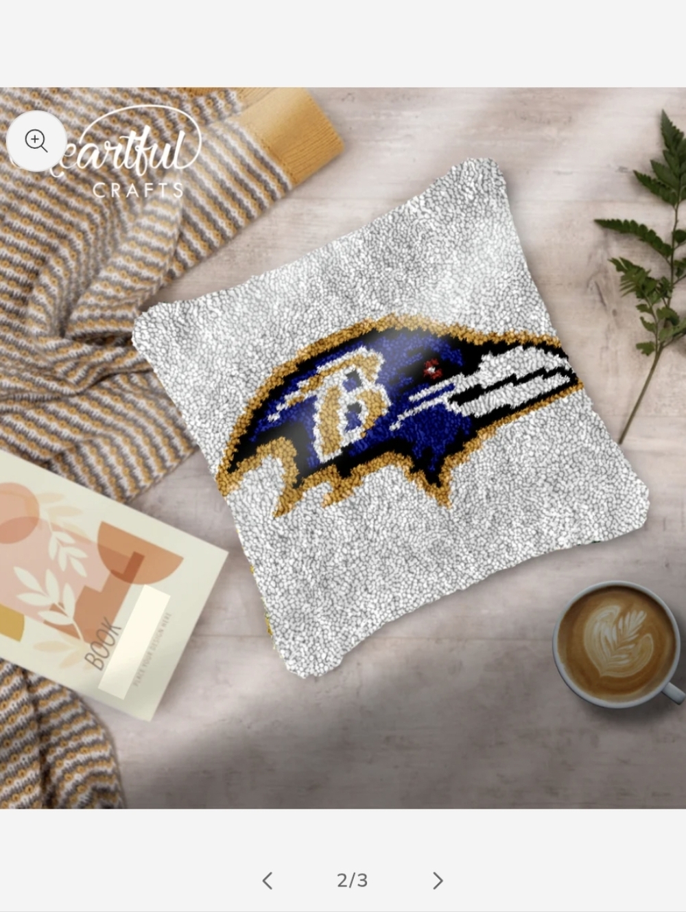 Latch Hook Crafts Baltimore Ravens Throw Pillow Cover